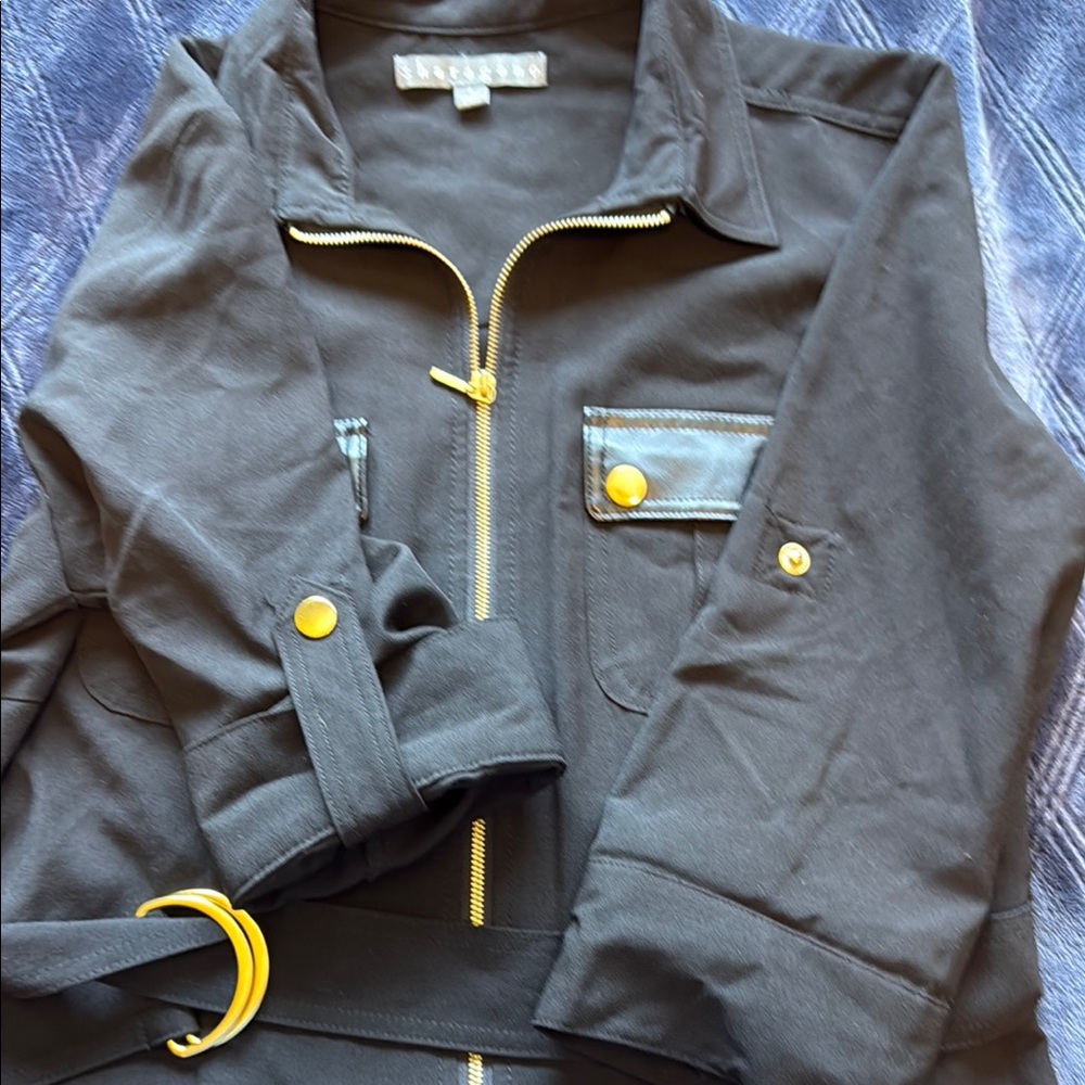Sharagano Women’s Front Zip Black Shirt Dress 3/4 sleeves size 4 Like New - Picture 12 of 12